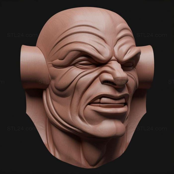 Characters (muscular head 1, HERO_3425) 3D models for cnc